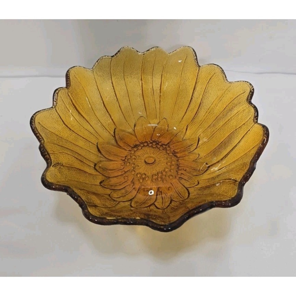 Vintage Amber Carnival Glass Indiana Glass Company Sunflower